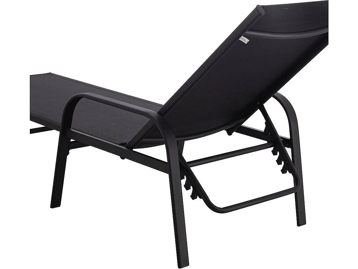 Lot de 2 Bains de soleil en métal avec accoudoirs "Farniente" - Noir