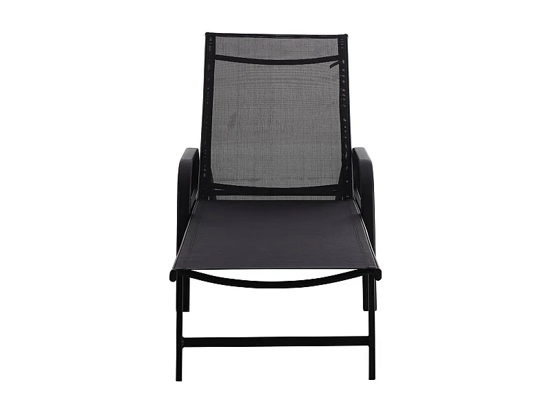 Lot de 2 Bains de soleil en métal avec accoudoirs "Farniente" - Noir