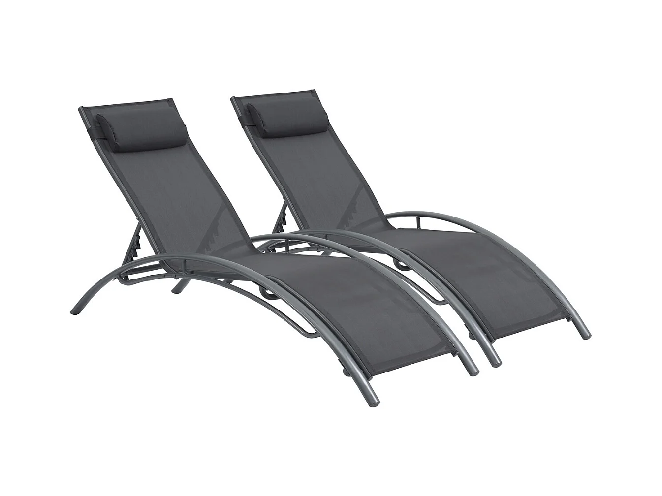 Bain de soleil en aluminium "Beauty" - Phoenix - Gris foncé / Argenté - Lot de 2