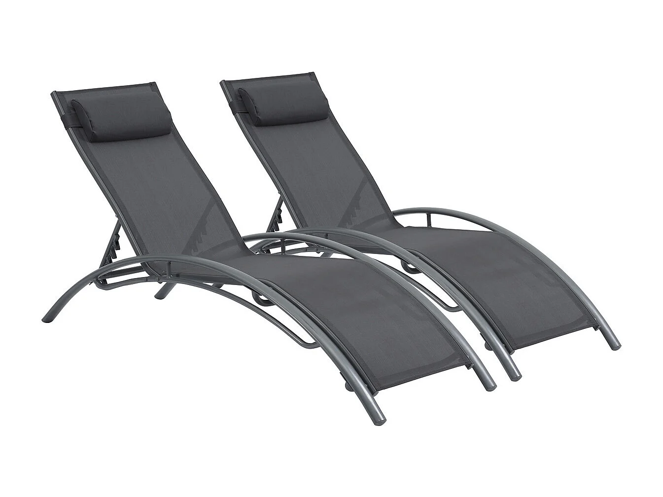 Bain de soleil en aluminium "Beauty" - Phoenix - Gris foncé / Argenté - Lot de 2