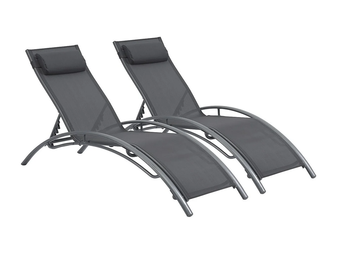 2 lettini in alluminio Beauty - PHOENIX - Grigio scuro / Argentato - set di 2