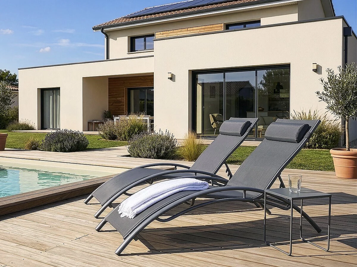 2 lettini in alluminio Beauty - PHOENIX - Grigio scuro / Argentato - set di 2