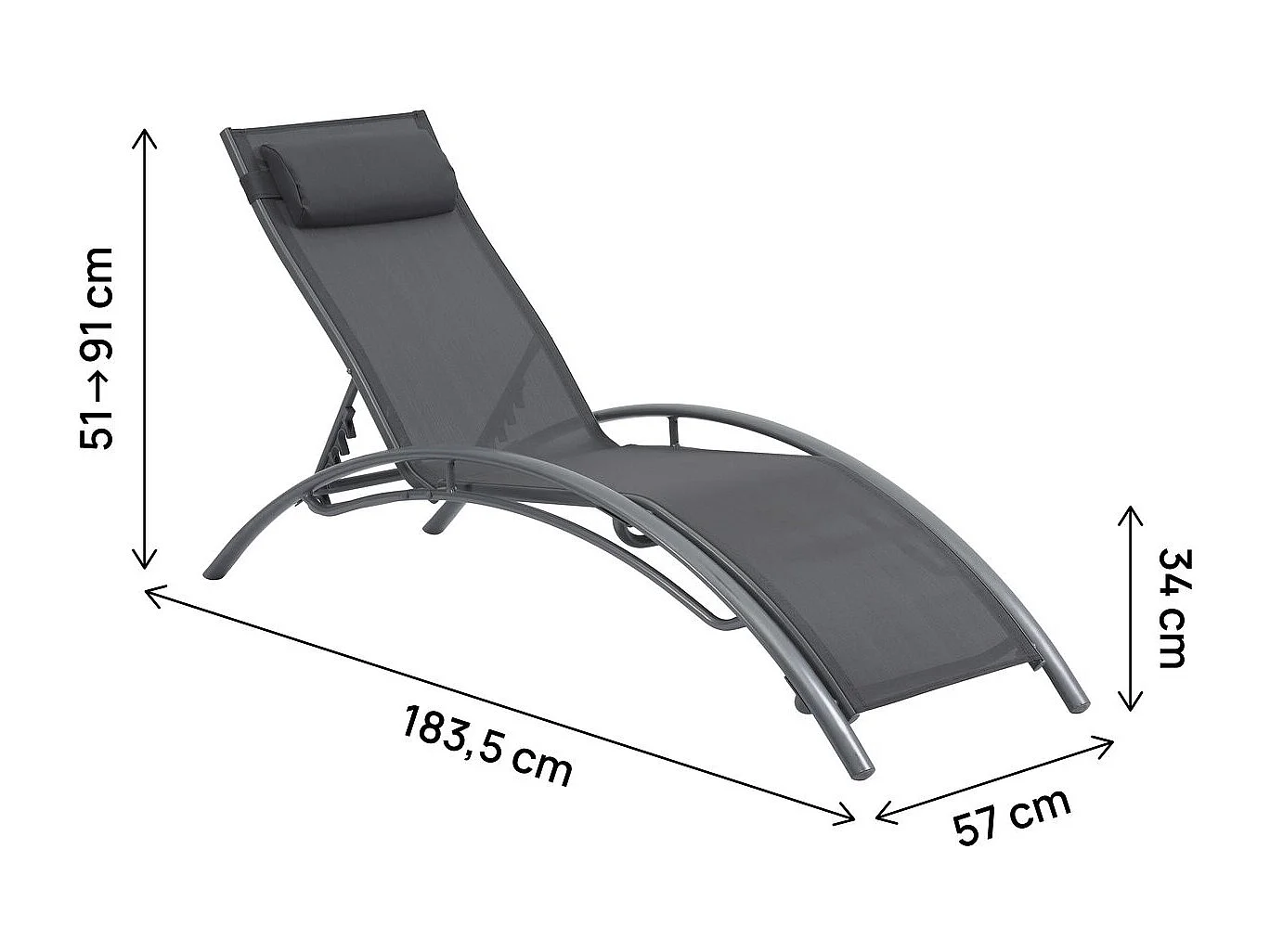 2 lettini in alluminio Beauty - PHOENIX - Grigio scuro / Argentato - set di 2