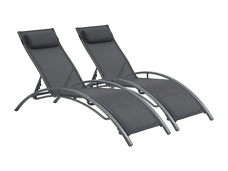 Bain de soleil en aluminium "Beauty" - Phoenix - Gris foncé / Argenté - Lot de 2