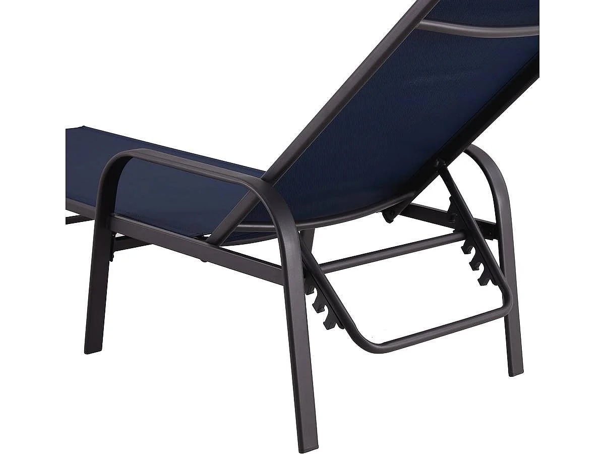 Lot de 2 Bains de soleil en métal "Farniente" - Bleu nuit