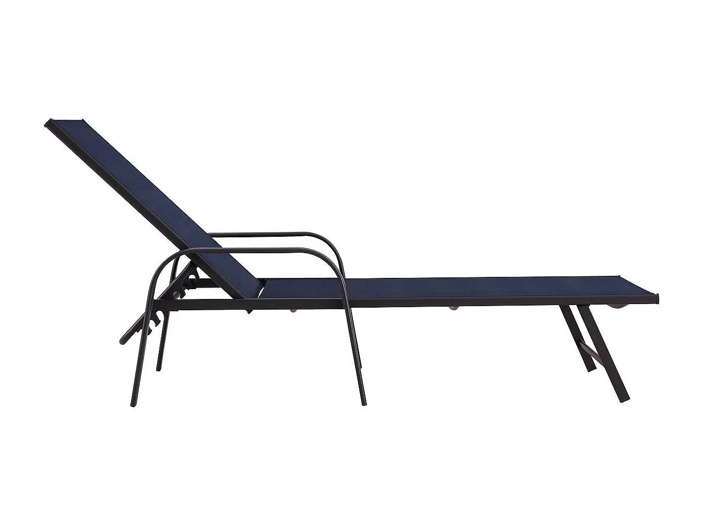 Lot de 2 Bains de soleil en métal avec accoudoirs "Farniente" - Bleu nuit