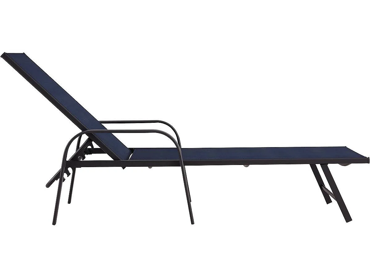 Lot de 2 Bains de soleil en métal avec accoudoirs "Farniente" - Bleu nuit