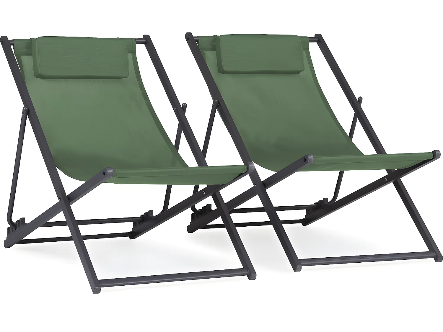 Set di 2 sedie in acciaio Textilene - con poggiatesta - verde