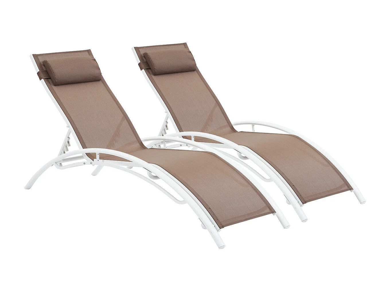 Ligbed ligstoel aluminium "Beauty" - Phoenix - Taupe - grijs bruin - Set 2 stuks