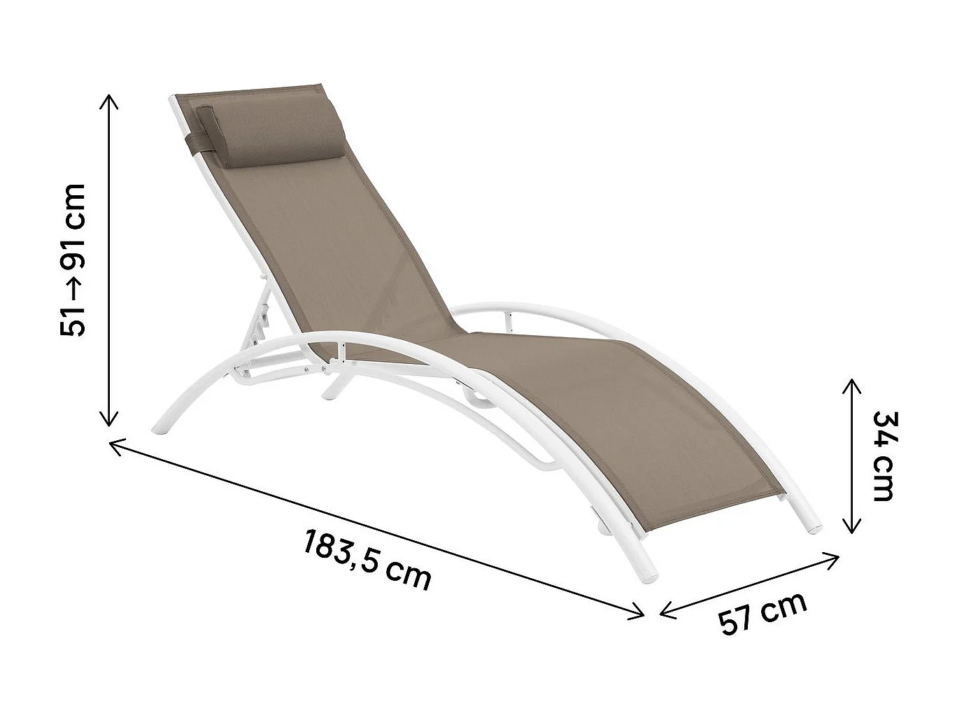 Bain de soleil en aluminium "Beauty" - Phoenix - Taupe - Lot de 2