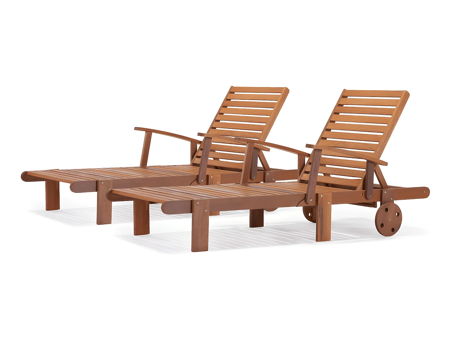 Bain de soleil pliant en bois exotique "Tokyo" - Maple - Marron clair - Lot de 2