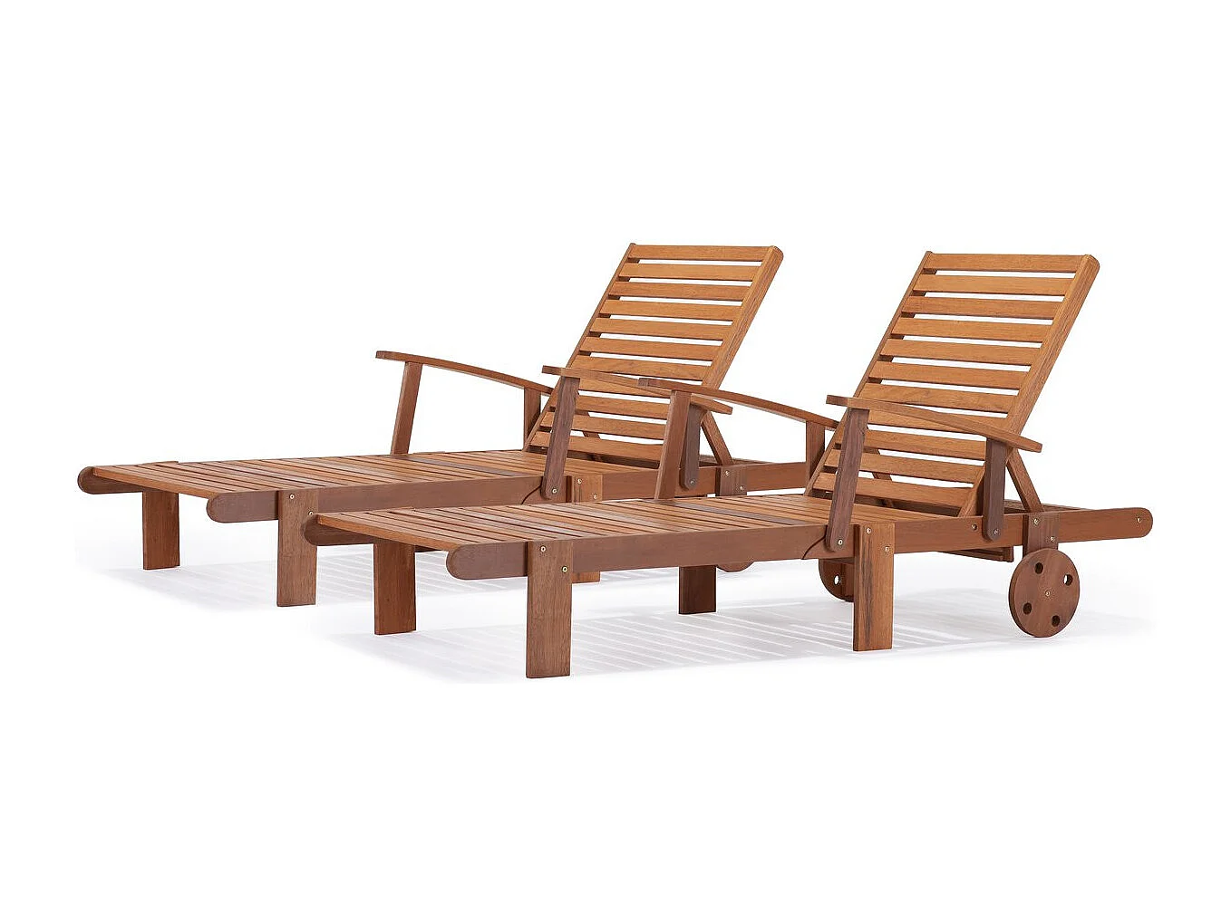 Bain de soleil pliant en bois exotique "Tokyo" - Maple - Marron clair - Lot de 2