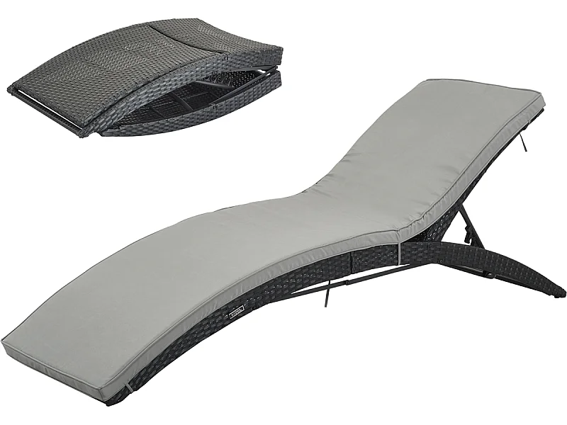 Conjunto de 4 espreguiçadeiras dobráveis em resina trançada "Playa" - Atlanta - Preto