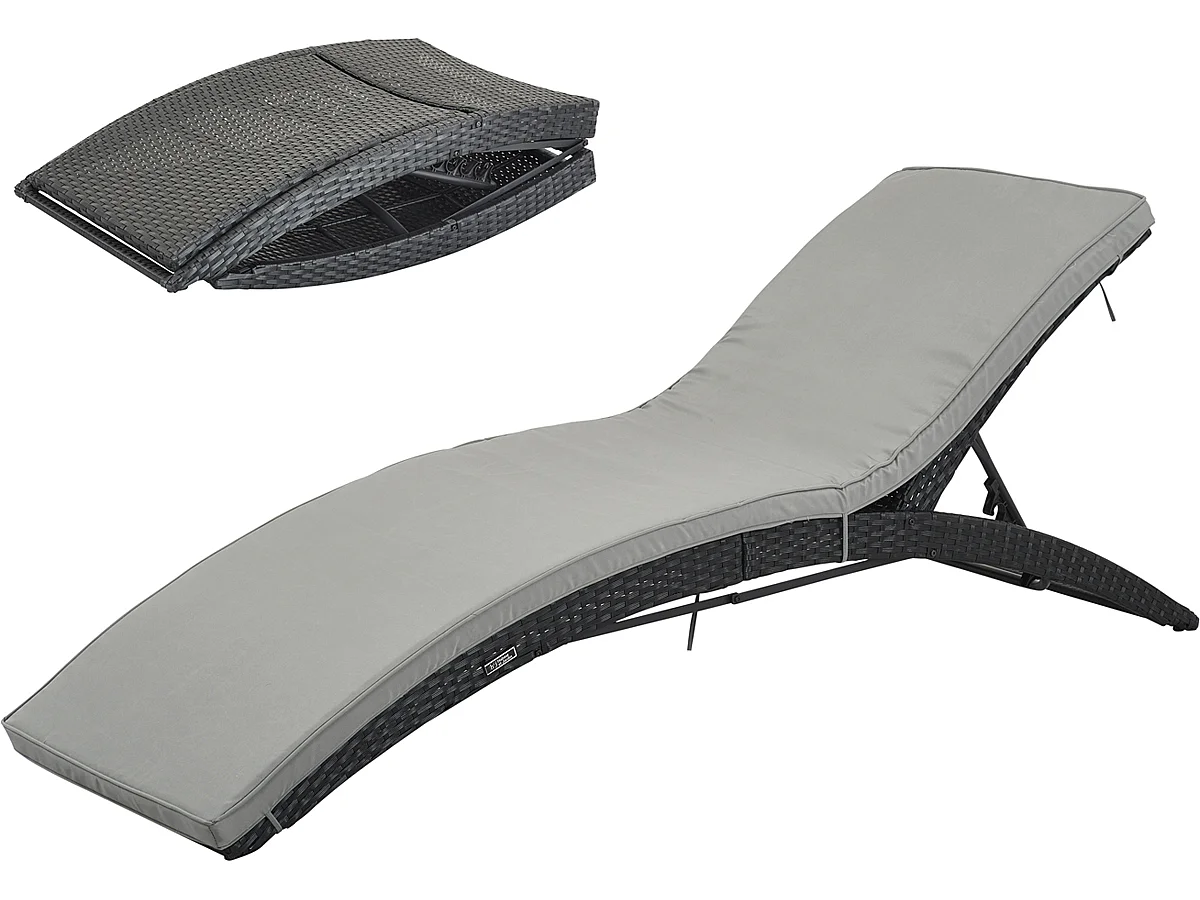 Conjunto de 4 espreguiçadeiras dobráveis em resina trançada "Playa" - Atlanta - Preto