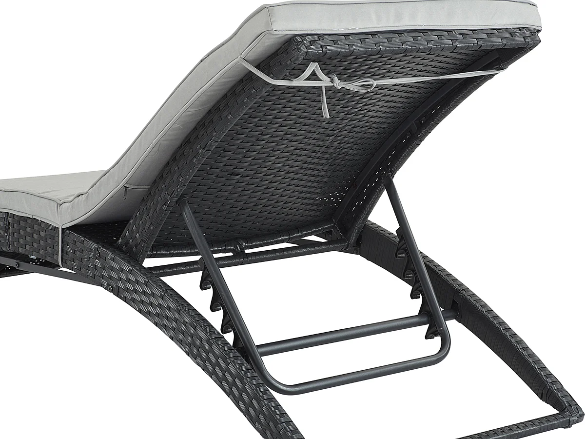 Conjunto de 4 espreguiçadeiras dobráveis em resina trançada "Playa" - Atlanta - Preto