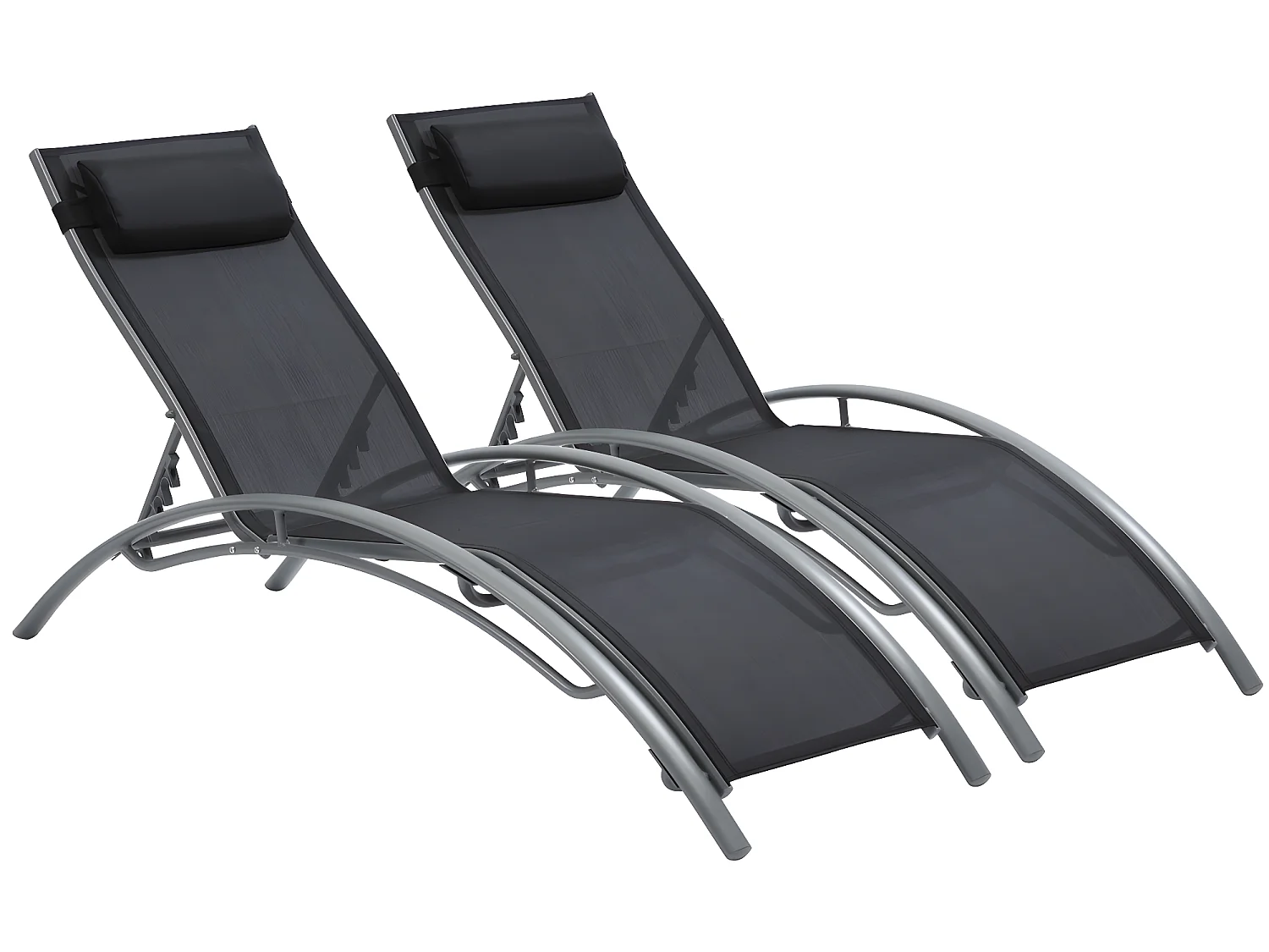 Bain de soleil en aluminium "Beauty" - Phoenix - Noir/Gris - Lot de 2