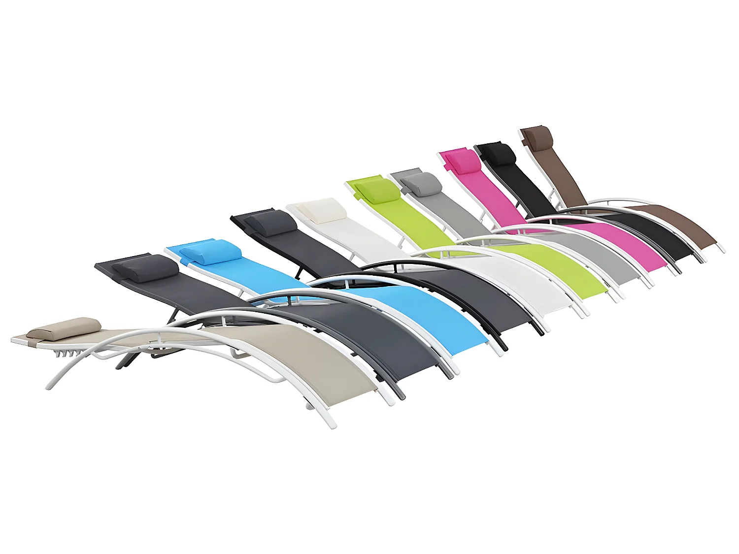 Bain de soleil en aluminium "Beauty" - Phoenix - Noir/Gris - Lot de 2