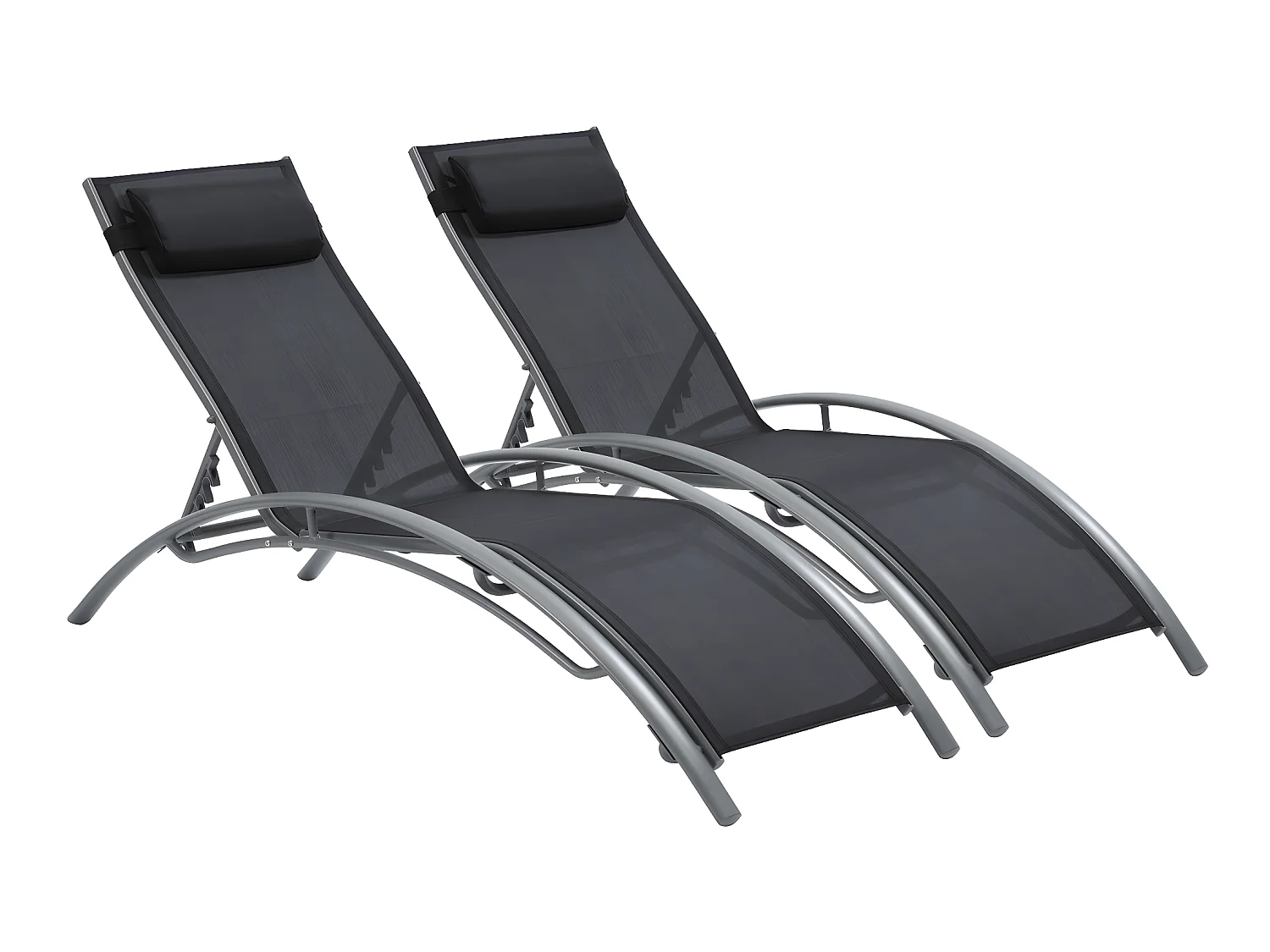 Bain de soleil en aluminium "Beauty" - Phoenix - Noir/Gris - Lot de 2