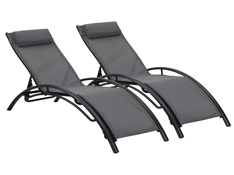 Bain de soleil en aluminium "Beauty" - Phoenix - Gris foncé / Noir - Lot de 2