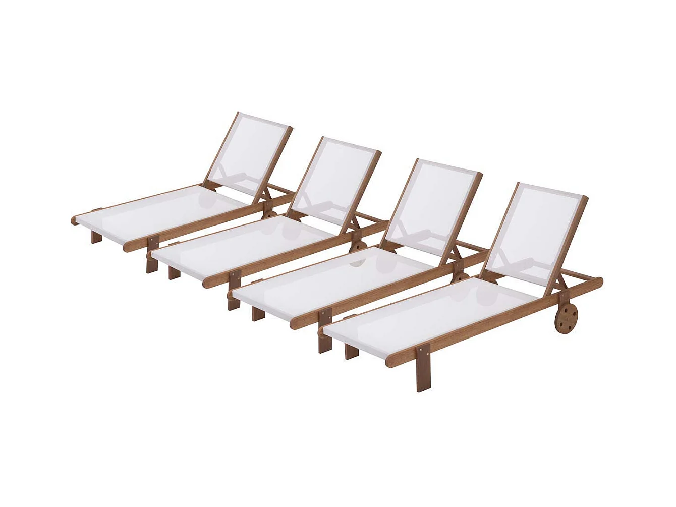 Tumbonas en madera exótica "Saïgon"  - Crudo- Lote de 4