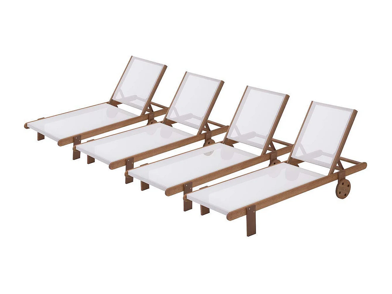 Bain de soleil en bois exotique "Saïgon" - Maple - Ecru - Lot de 4