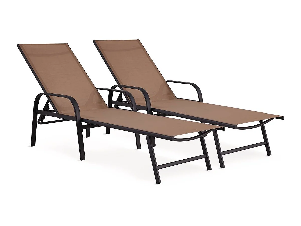 Conjunto de 2 espreguiçadeiras de metal "Farniente" - Taupe para um verão de relaxamento