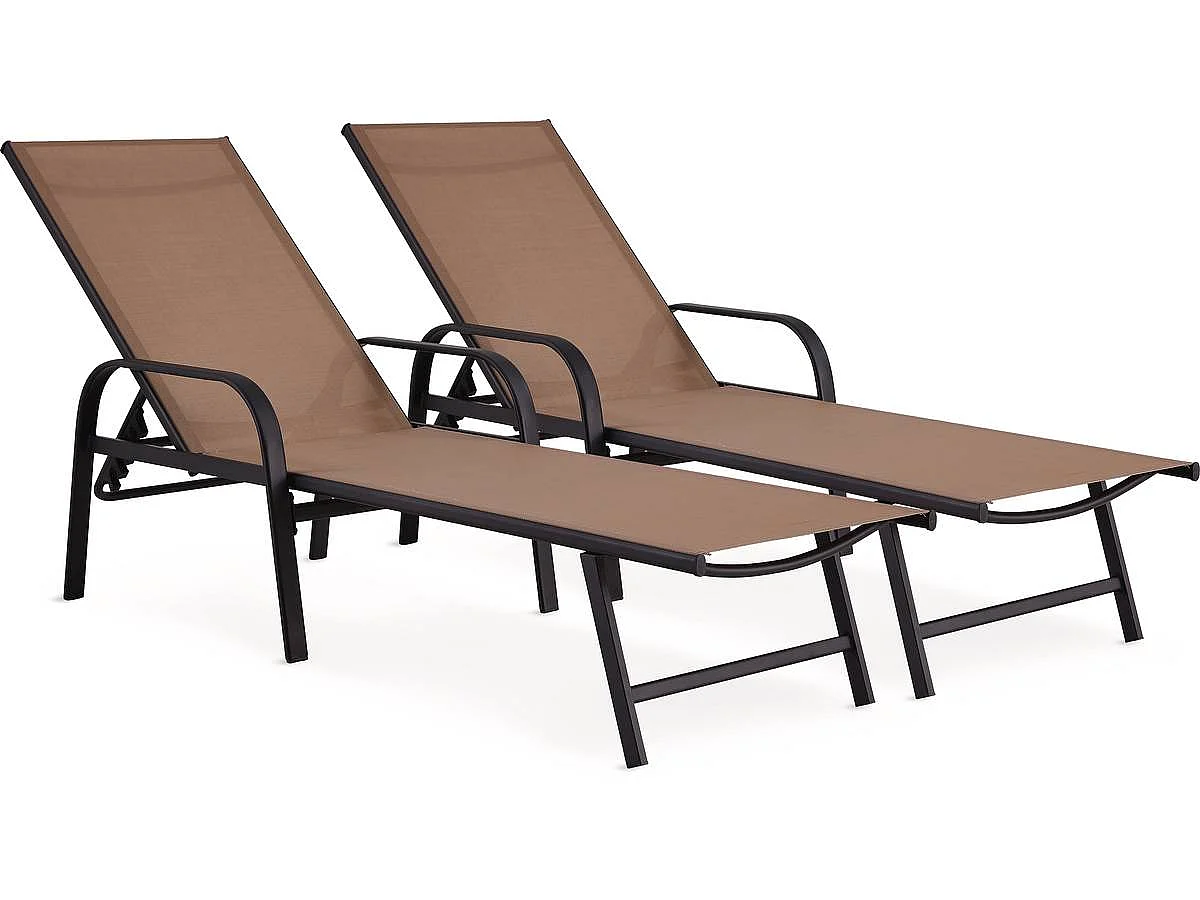 Lot de 2 Bains de soleil en métal "Farniente" - Taupe