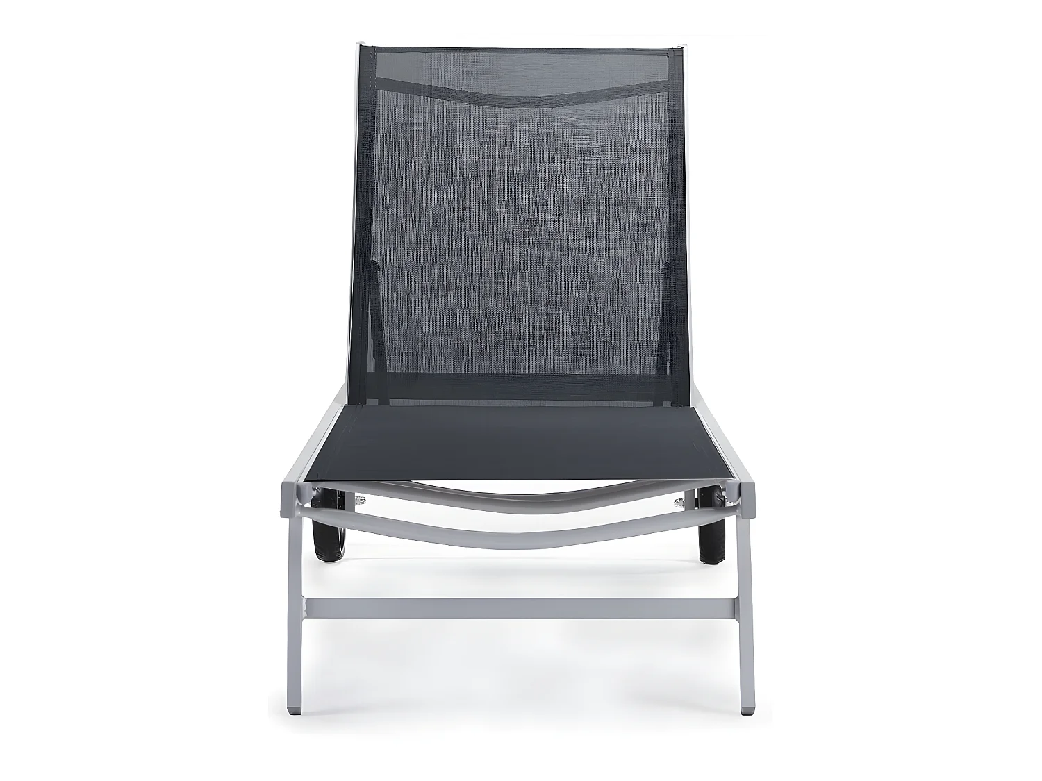 Espreguiçadeira Alu/Textilene "Bella" com rodas - Cinza, encosto reclinável em 5 posições