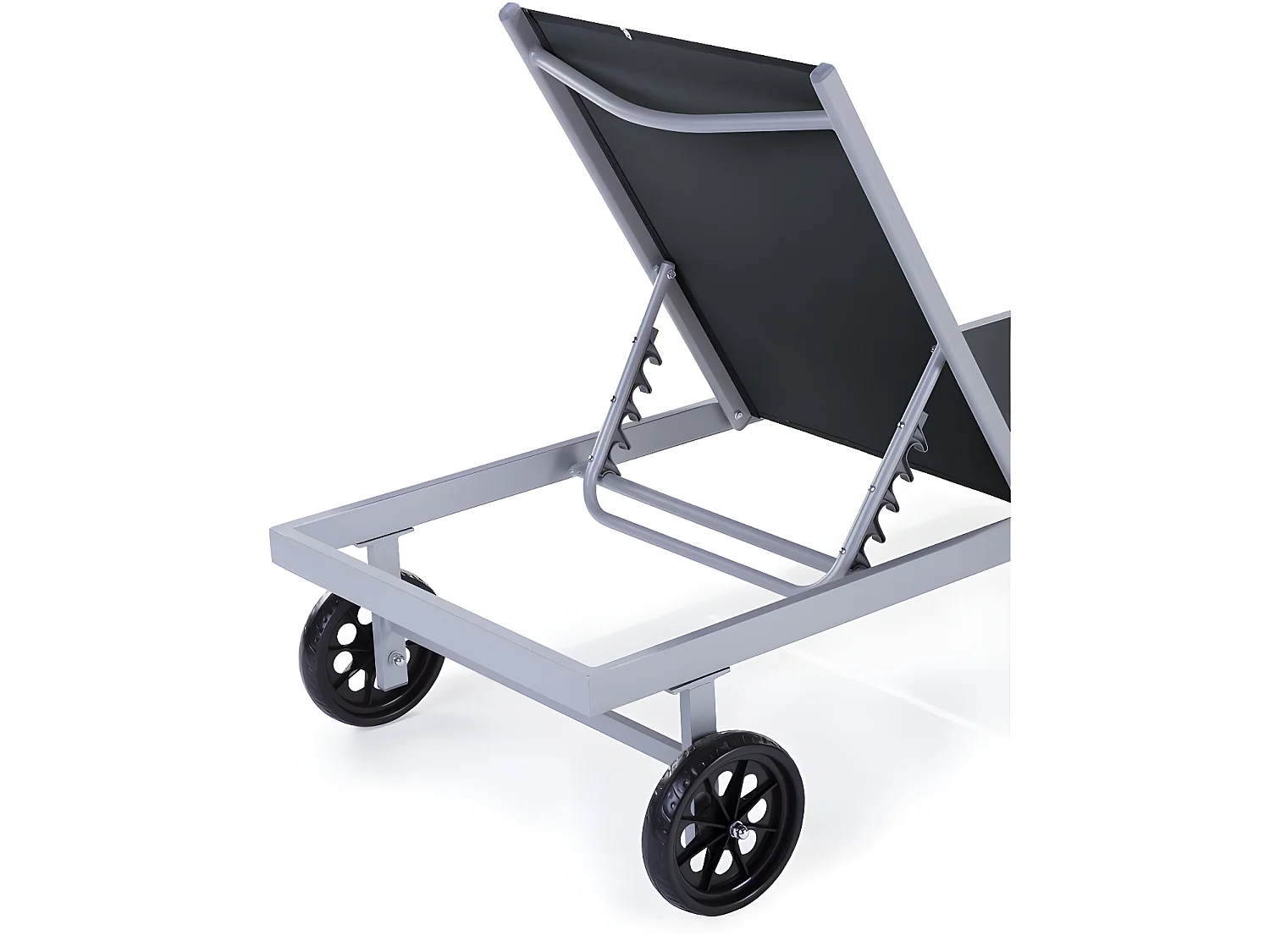 Ligbed tuin ligstoel met wielen aluminium textileen "Bella" - Grijs