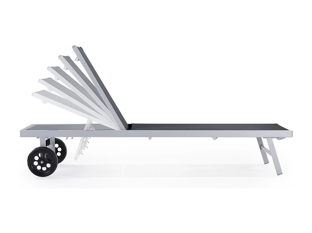 Bain de soleil Alu / Textilene "Bella" avec roues - Gris
