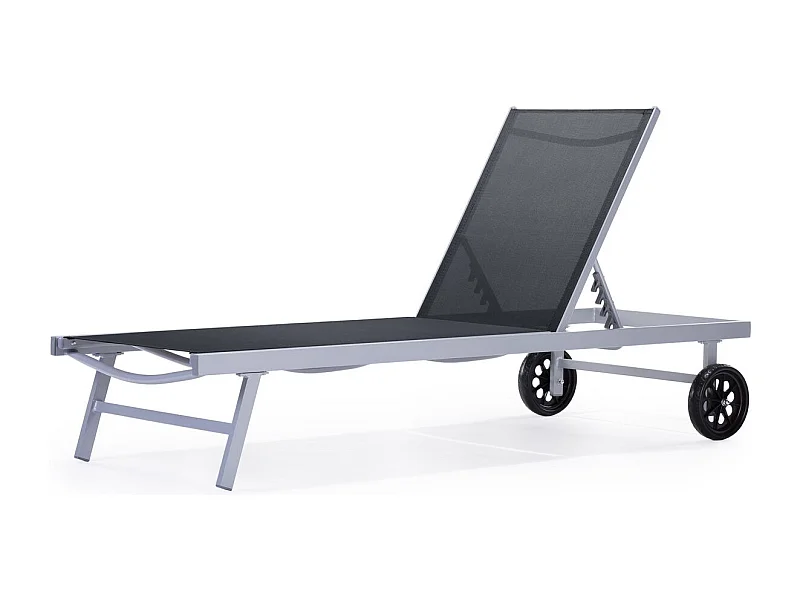 Ligbed tuin ligstoel met wielen aluminium textileen "Bella" - Grijs