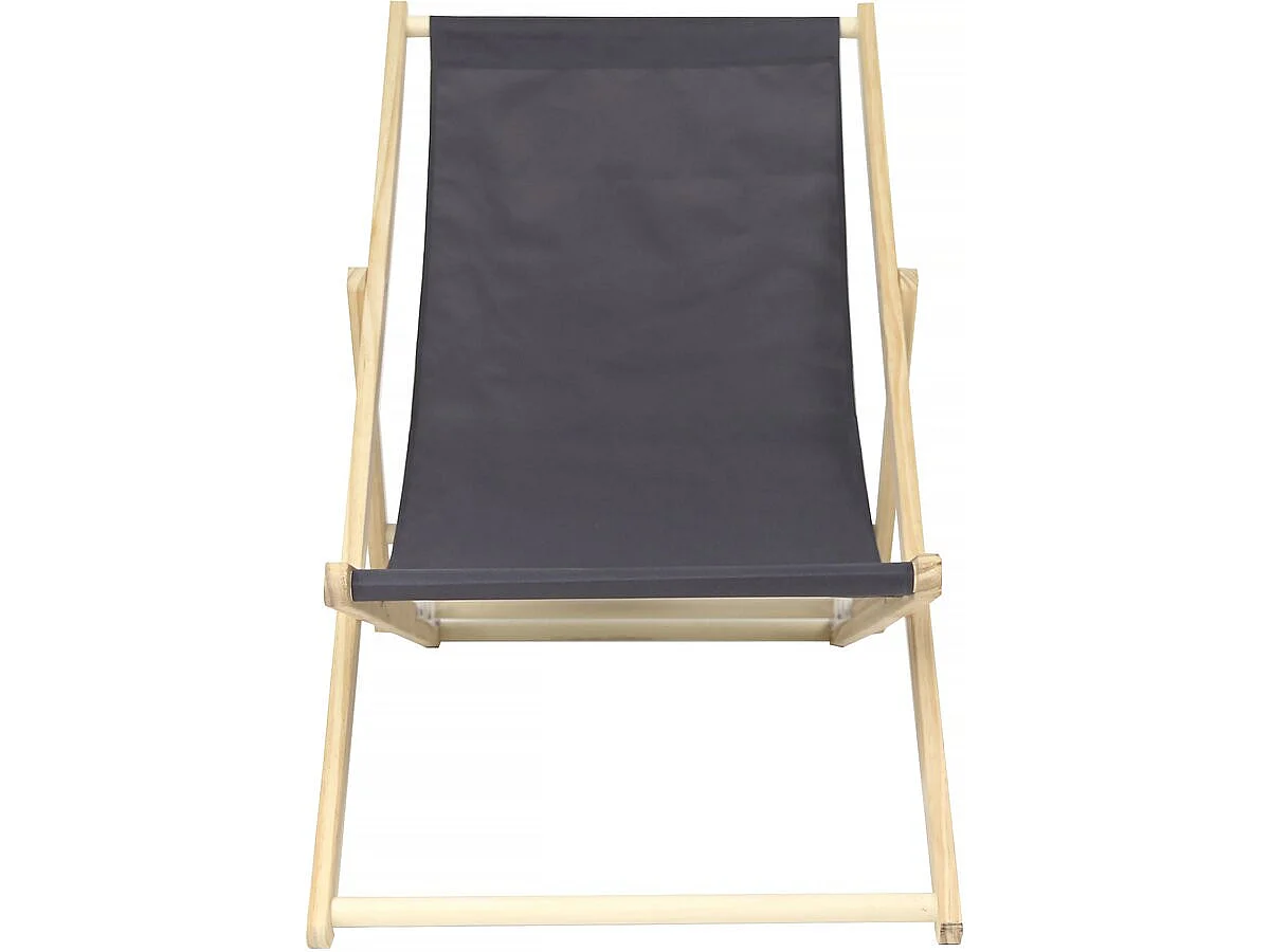 Strandstoel set 2 houten tuinstoelen canvas "Chilienne" - 107 x 56.5 x 81 cm - Grijs
