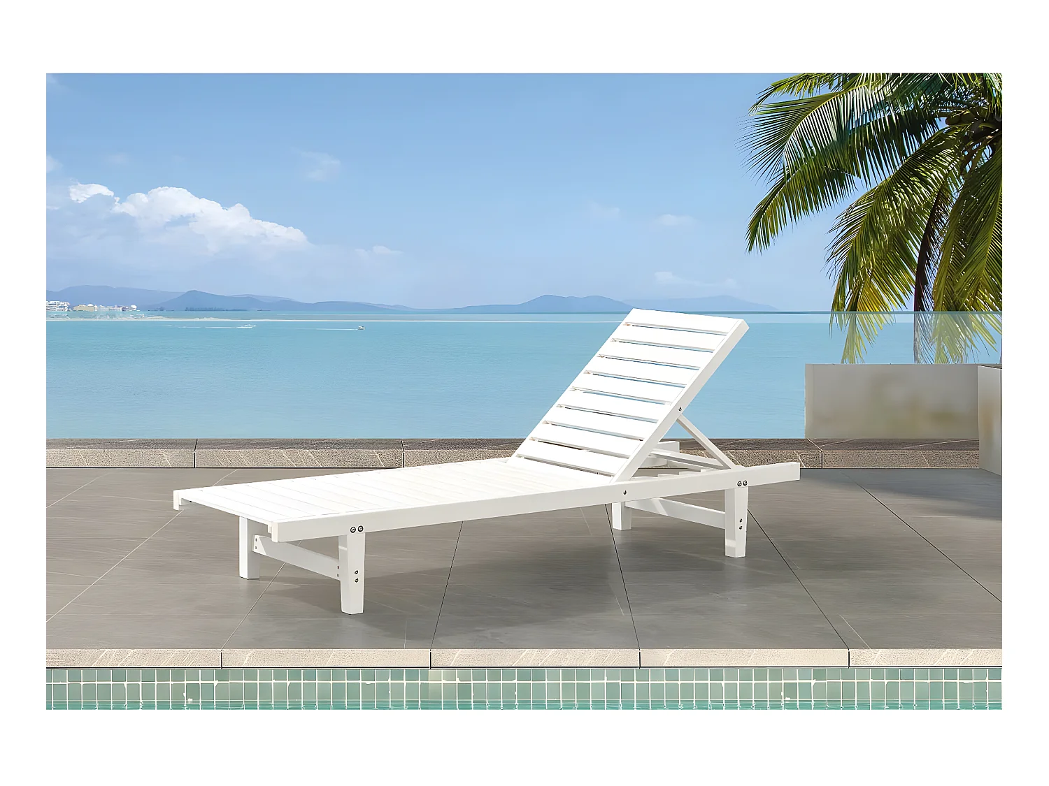 Lot de 2 bains de soleil en bois "Rawai" - Blanc