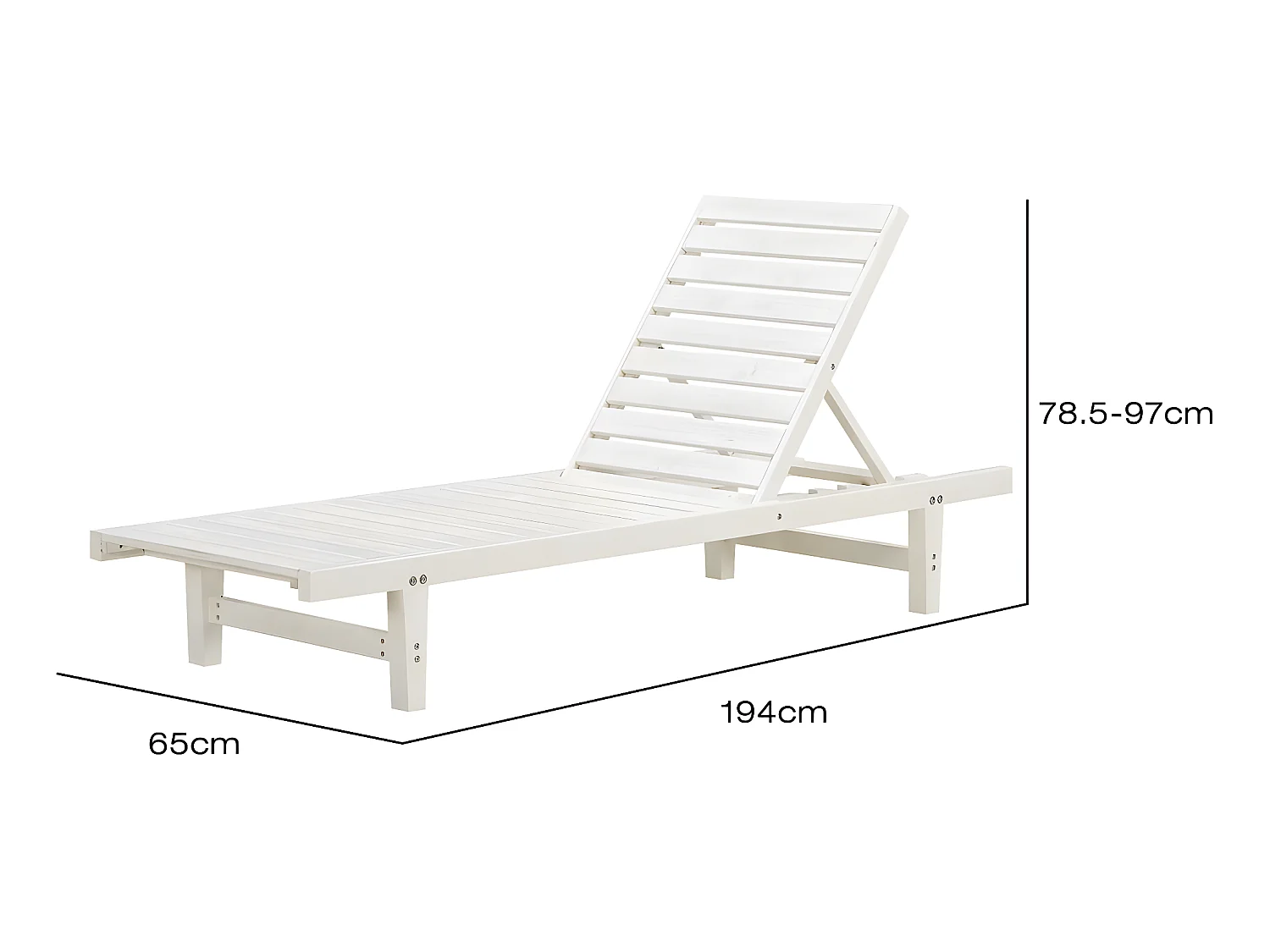 Lot de 2 bains de soleil en bois "Rawai" - Blanc