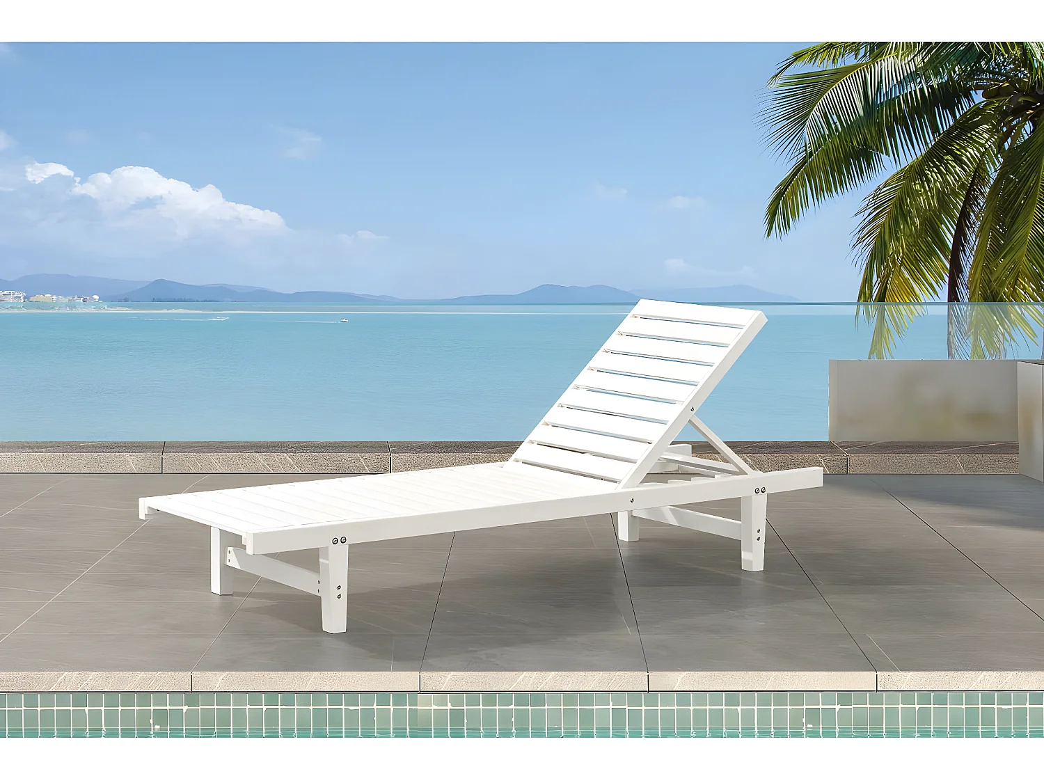 Lot de 2 bains de soleil en bois "Rawai" - Blanc