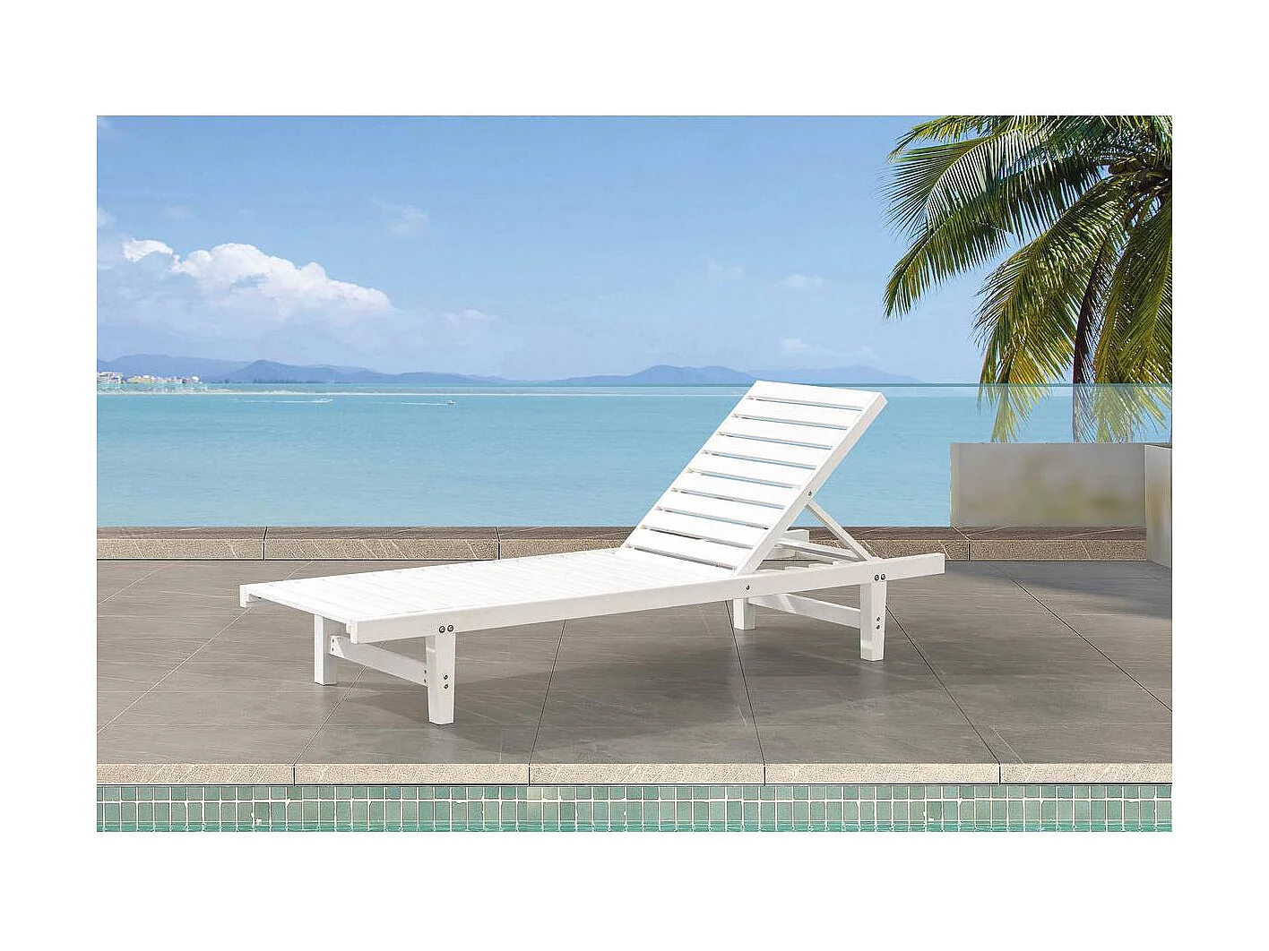 Lot de 2 bains de soleil en bois "Rawai" - Blanc