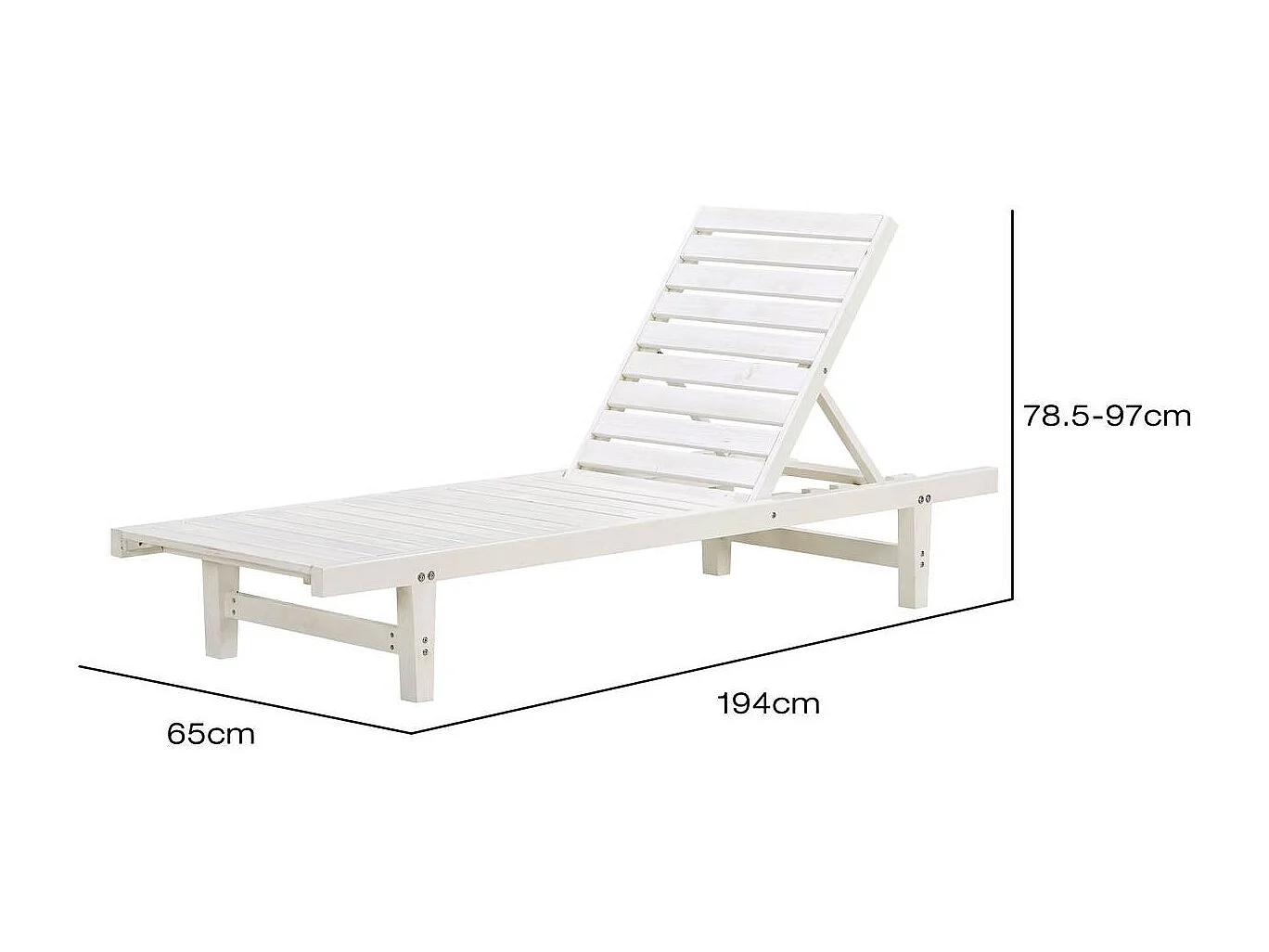 Ligbed set 2 houten ligstoelen verstelbaar "Rawai" - Wit