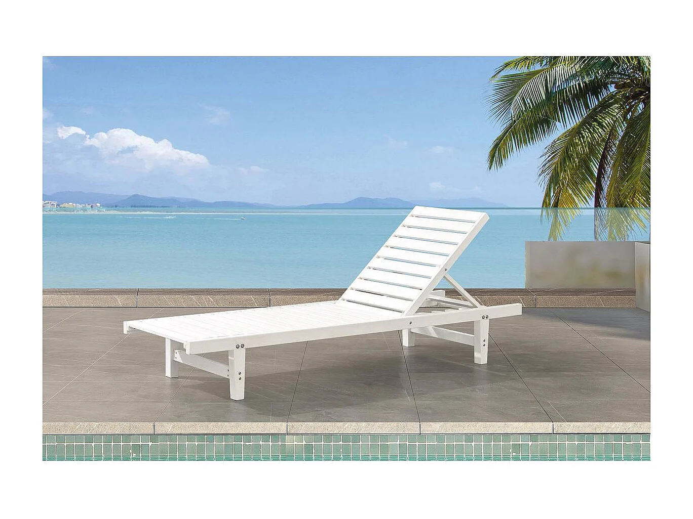 Lot de 2 bains de soleil en bois "Rawai" - Blanc