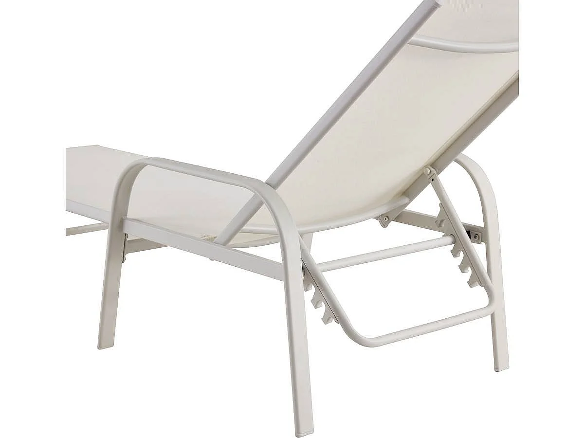 Lot de 2 Bains de soleil en métal avec accoudoirs "Farniente" - Blanc