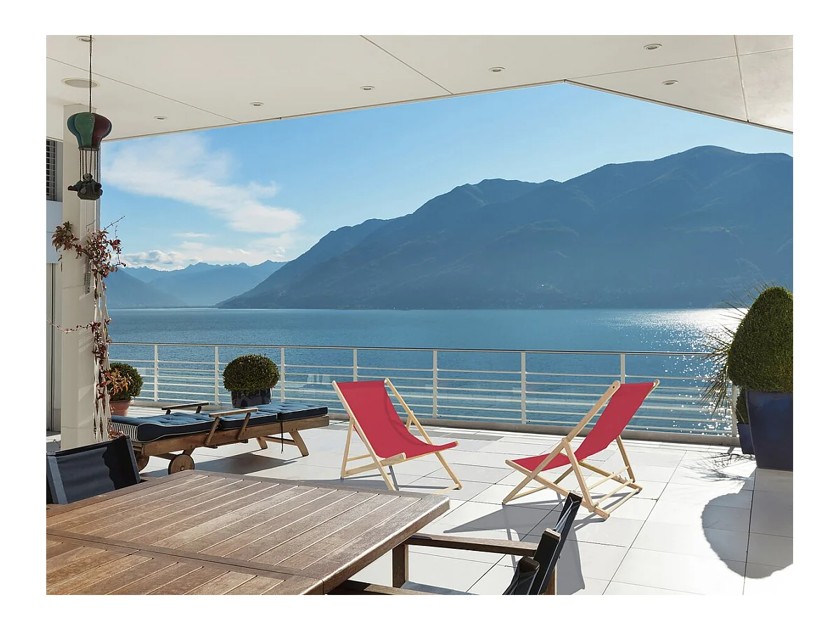 Lot de 2 transat en bois "Chilienne" - 107 x 56.5 x 81 cm - Rouge