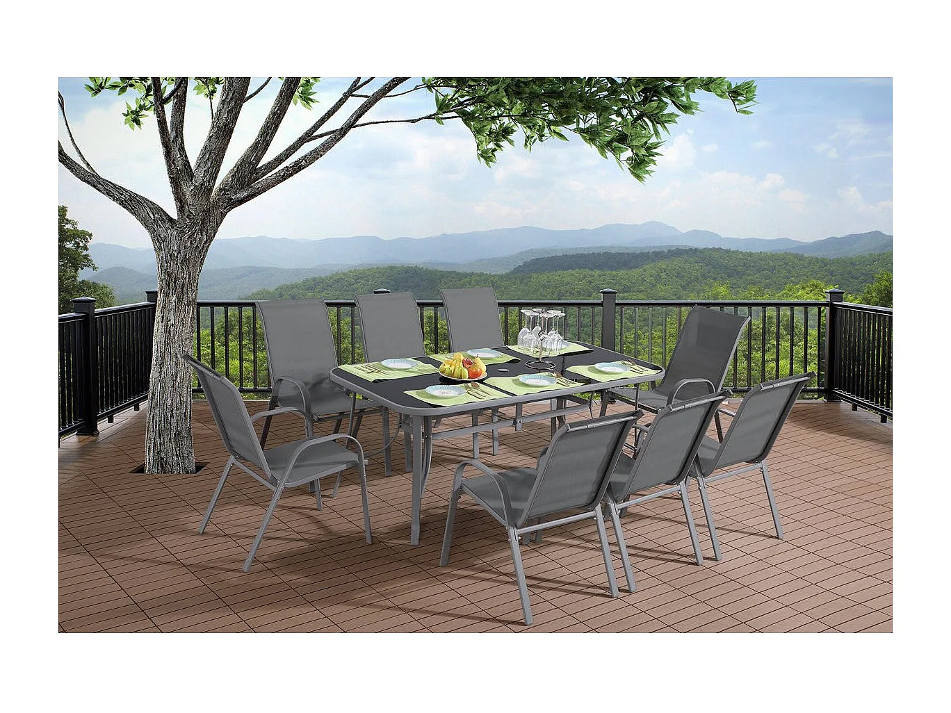 Table de jardin "Cordoba" - Phoenix - 8 places - Argenté