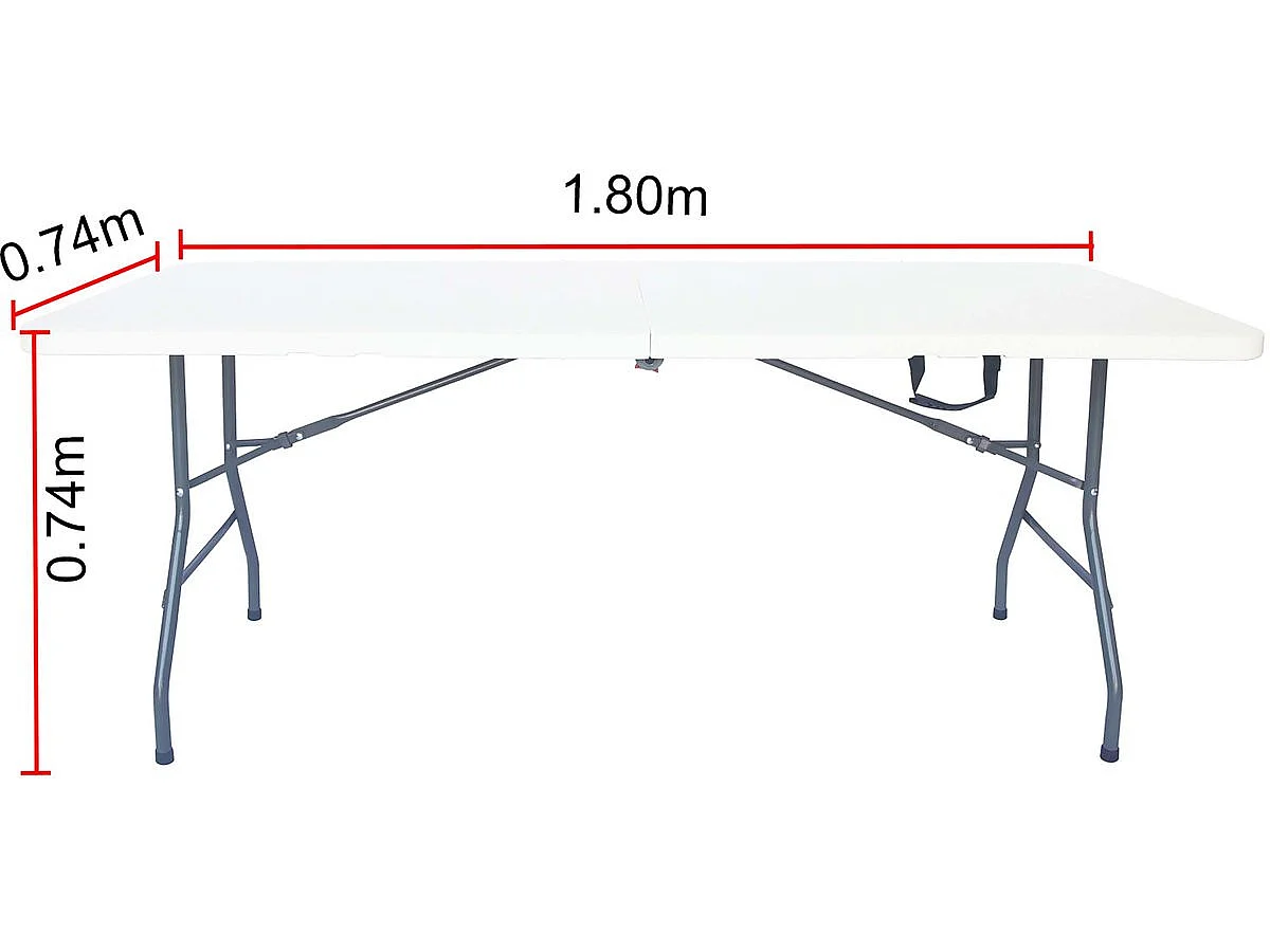 Table de jardin pliante en métal "Foldy" - 181 x 74 x 74 cm - Blanc