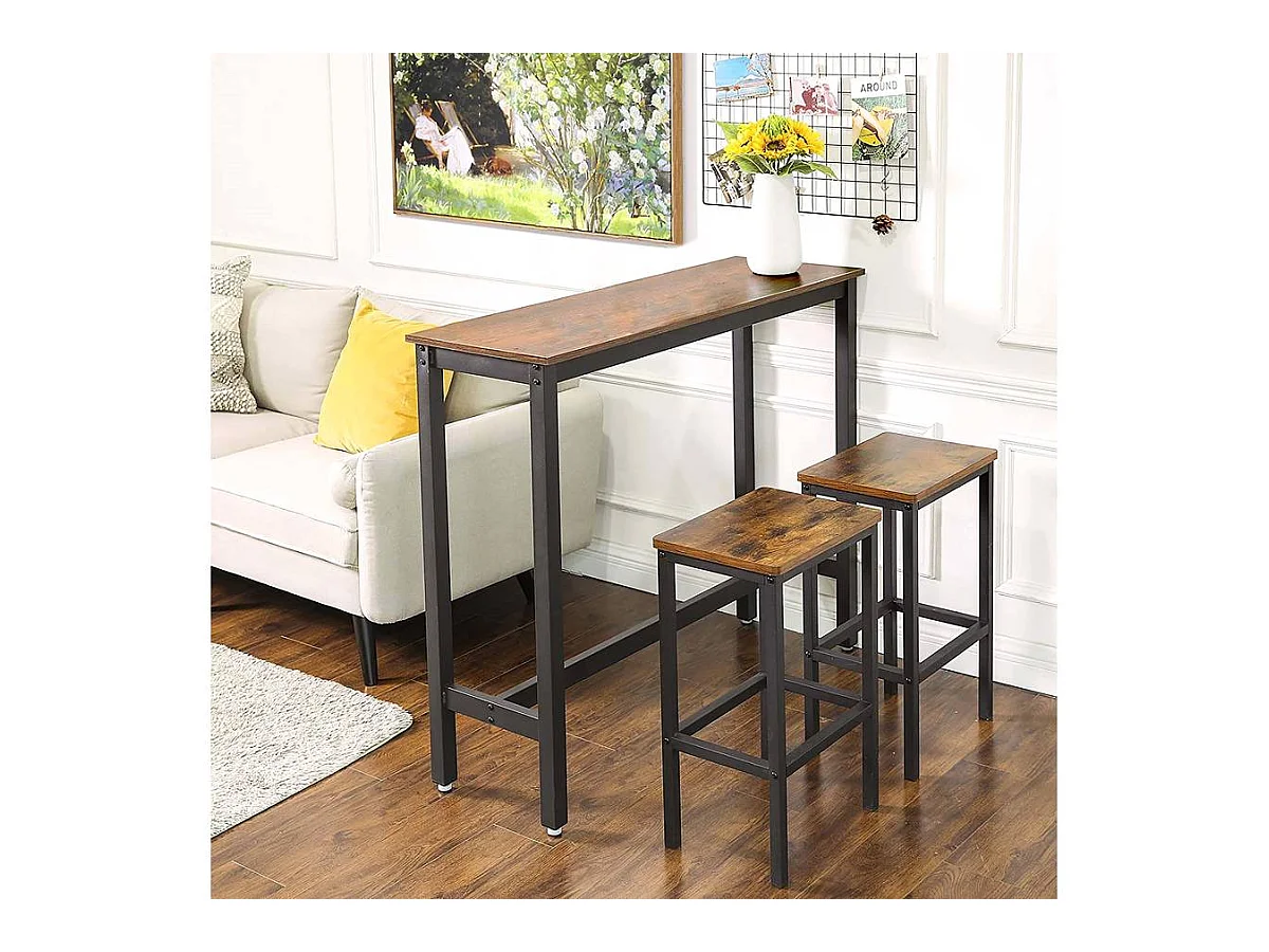 Tavolo da pranzo "Welcome" - 120 x 40 x 100 cm - Marrone rustico/nero