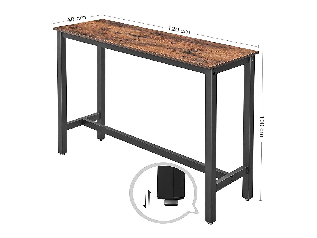 Tavolo da pranzo "Welcome" - 120 x 40 x 100 cm - Marrone rustico/nero