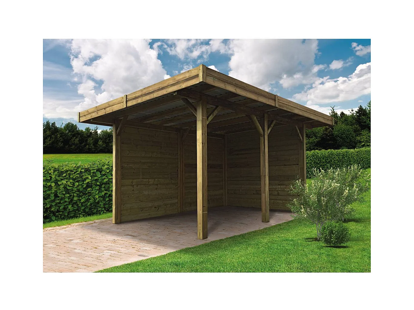 Carport voiture bois - 11.64 m² - 4.06 x 5.06 m