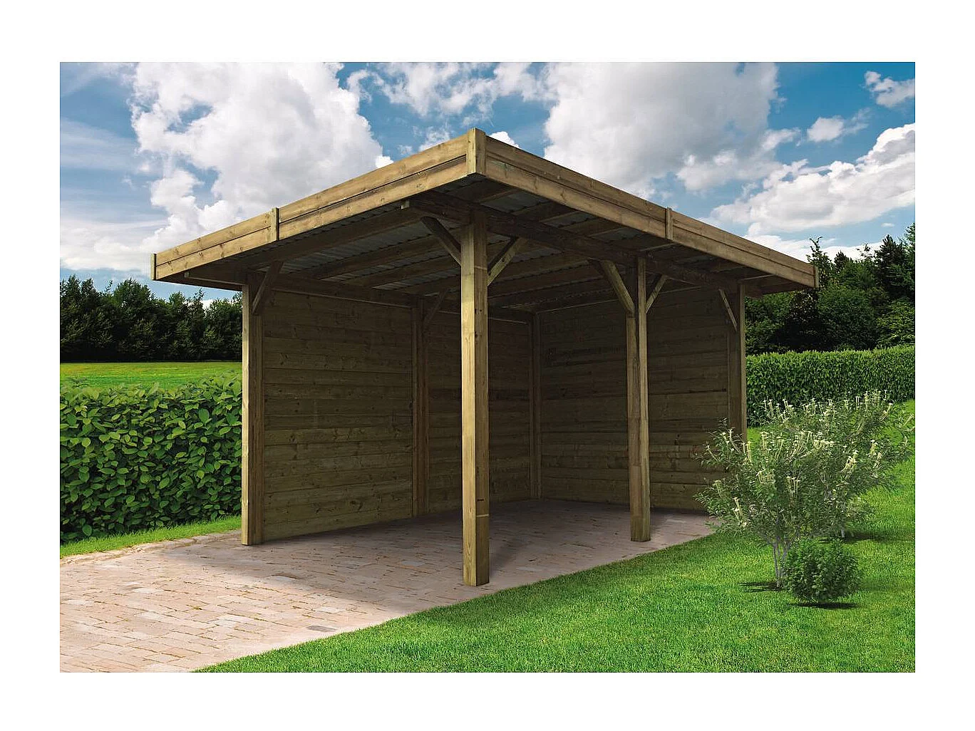 Carport voiture bois - 11.64 m² - 4.06 x 5.06 m