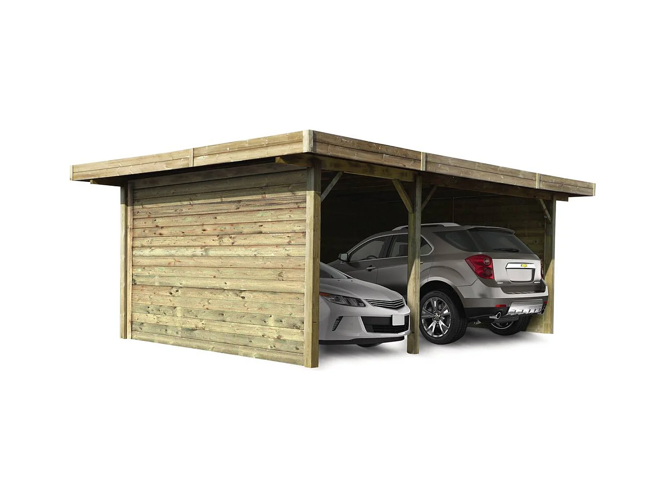 Carport voiture bois - 35 m² - 5.06 x 7.06 x 2.72 m