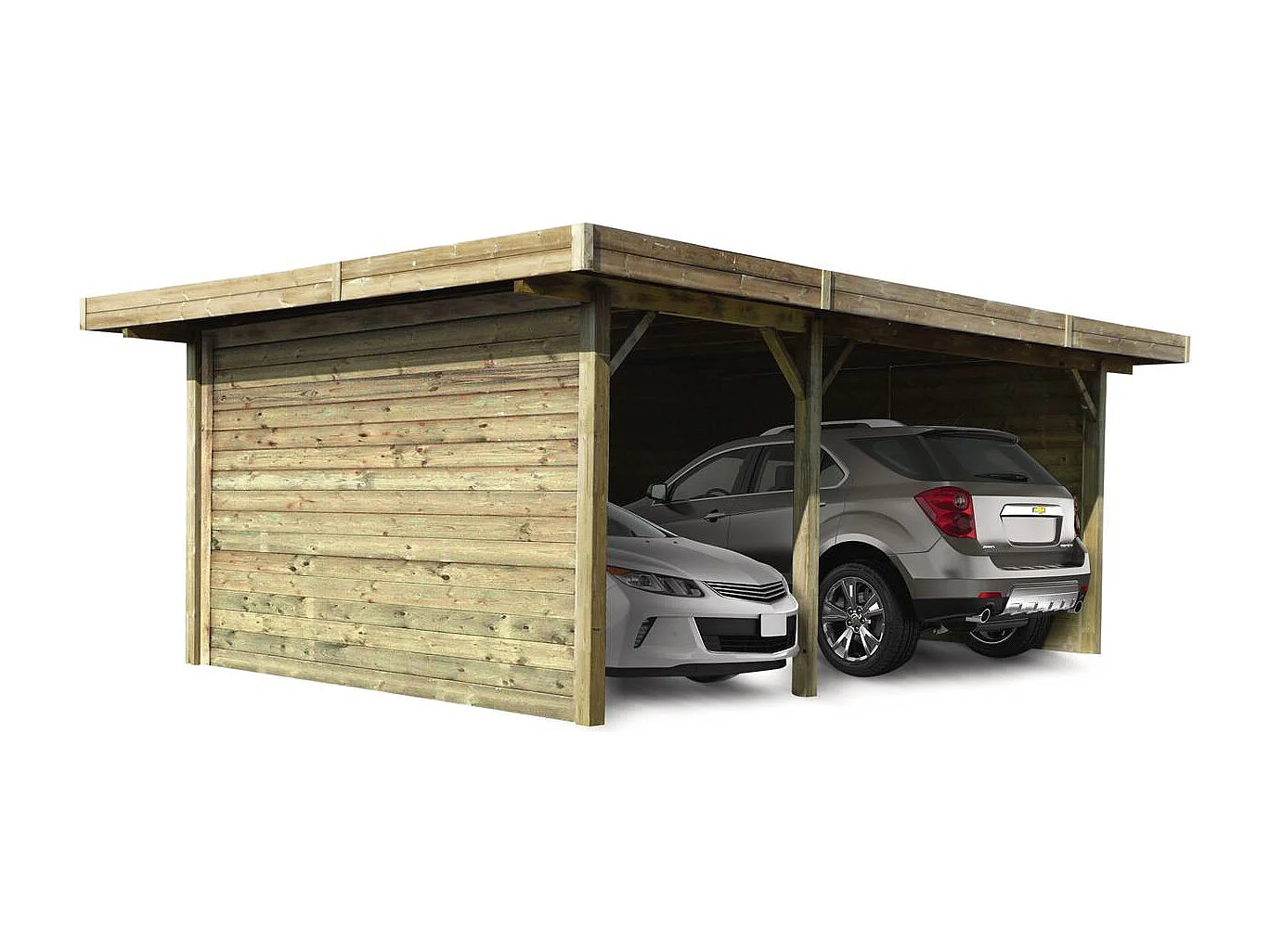 Carport voiture bois - 35 m² - 5.06 x 7.06 x 2.72 m