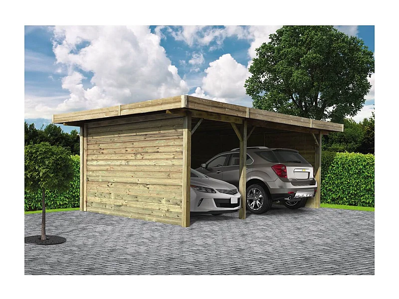 Carport voiture bois - 35 m² - 5.06 x 7.06 x 2.72 m