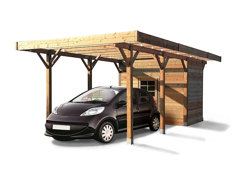Carport voiture bois - 13.48 m² - 3.06 x 7.06 m